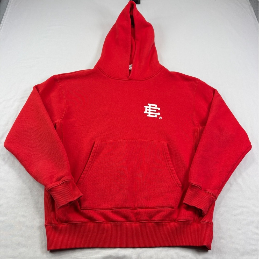Eric Emanuel Hoodie Mens Small Red Pullover Sweatshirt Basic Logo